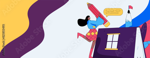 Education and learning people flat vector concept hand drawn illustration
