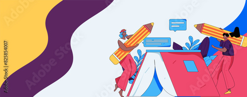 Education and learning people flat vector concept hand drawn illustration
