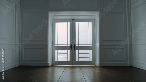 White door in a middle of white wall