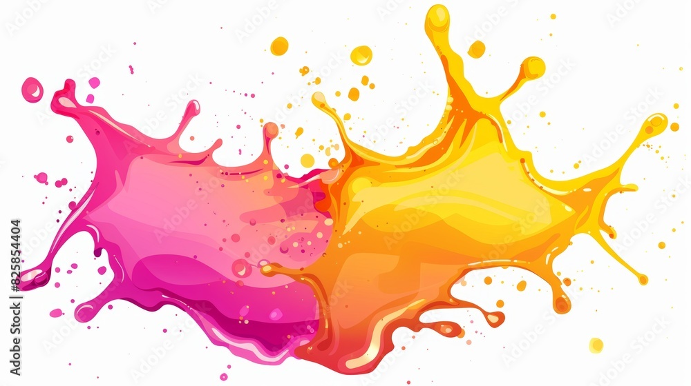 Vibrant splash of pink and yellow paint on white background Vibrant splash of pink and yellow paint on white background