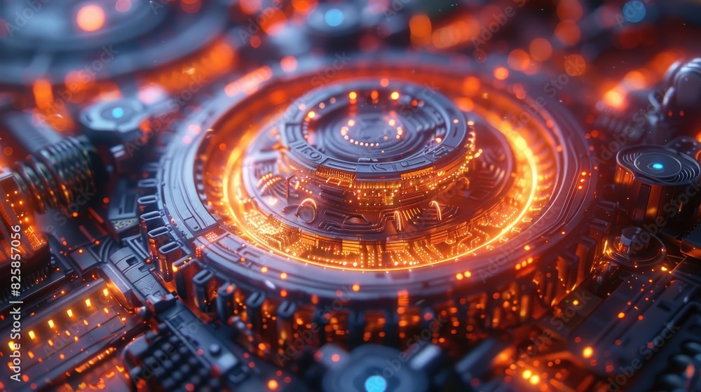 3D Render Showcasing Intricate Details and Vivid Luminous Colors, Captivating Polaron Mechanism in Tilted 3D Render Showcasing Intricate Details and Vivid Luminous Colors, Captivating Polaron Mechanism in Tilted
