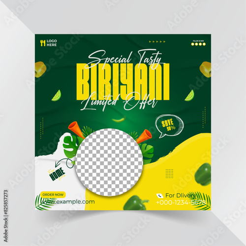 special tasty biryani social media post template design