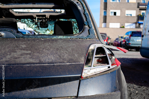 Shattered Dreams: Abandoned Car With Broken Windshield photo