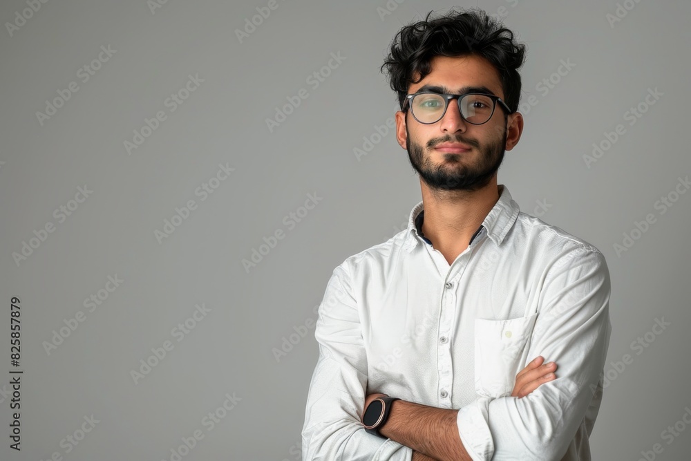 Professional millennial with lots of empty area around for advertisement. Professional millennial with lots of empty area around for advertisement.