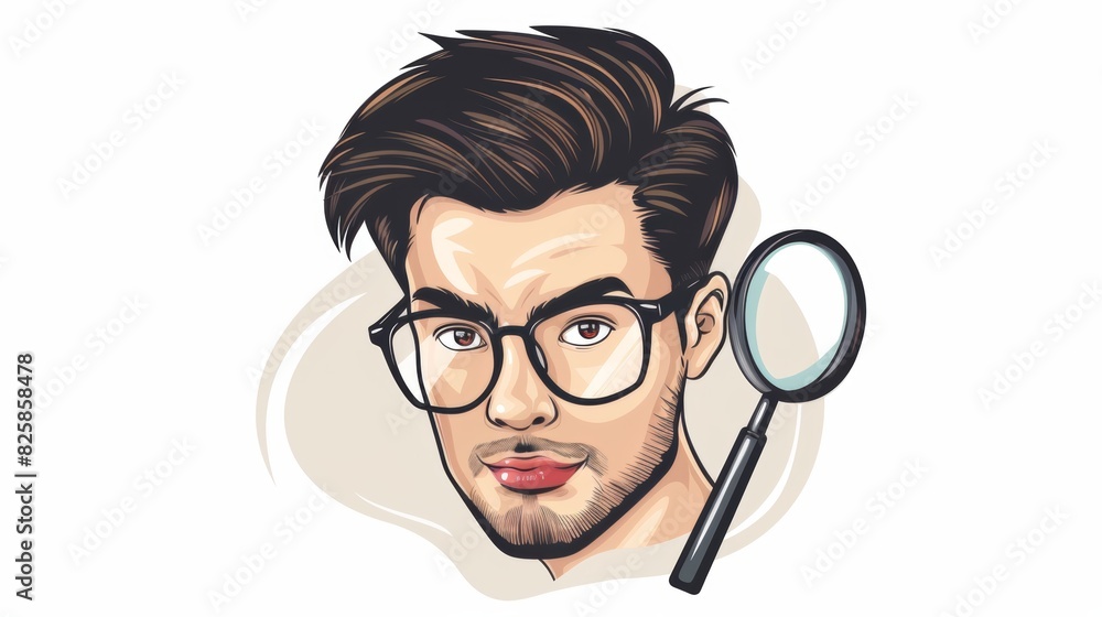 Curious young adult with magnifying glass image Curious young adult with magnifying glass image