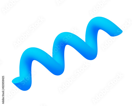3D blue spiral line on isolated background. Stock vector illustration.