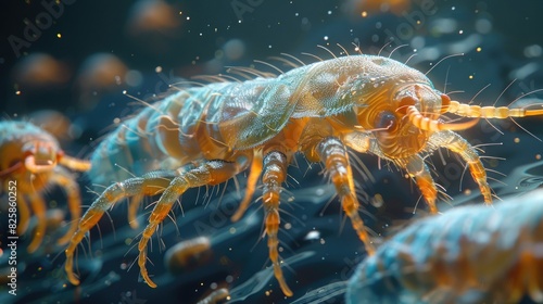Diverse Microscopic Mites: Exoskeleton Textures Crawling Across Natural Organic Surface 