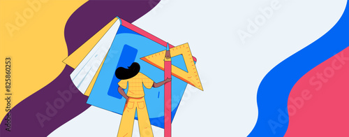 Education and learning people flat vector concept hand drawn illustration
