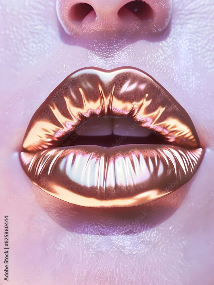 Obraz premium RoseGold Metallic Lipstick Shines in Lilac Setting