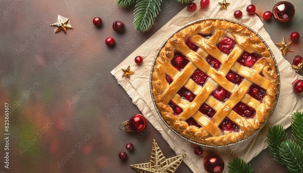 Golden Delight: A Cherry-Filled Pie from Above Golden Delight: A Cherry-Filled Pie from Above
