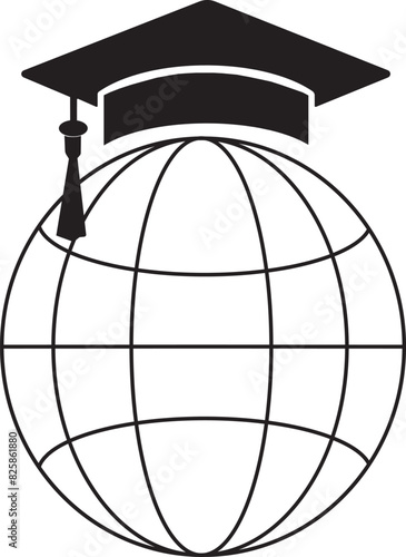 Global education icon, global education logo, higher education vector illustration, global education vector illustration, scholarship icon, scholarship logo, higher study, globe in hand, international