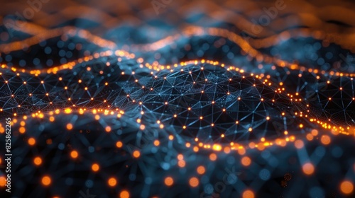 Neon-style neural network showcasing artificial intelligence with connection neuron
