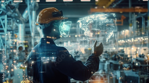 Futuristic Industry: Engineers and Workers in Digitalized Manufacturing Factory with Augmented Reality Interfaces and Digital Twins