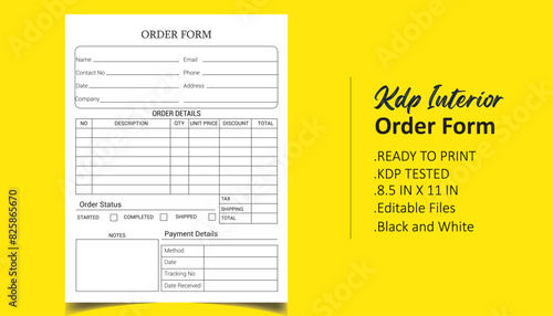 Custom Order Form Record Book Kdp Interior