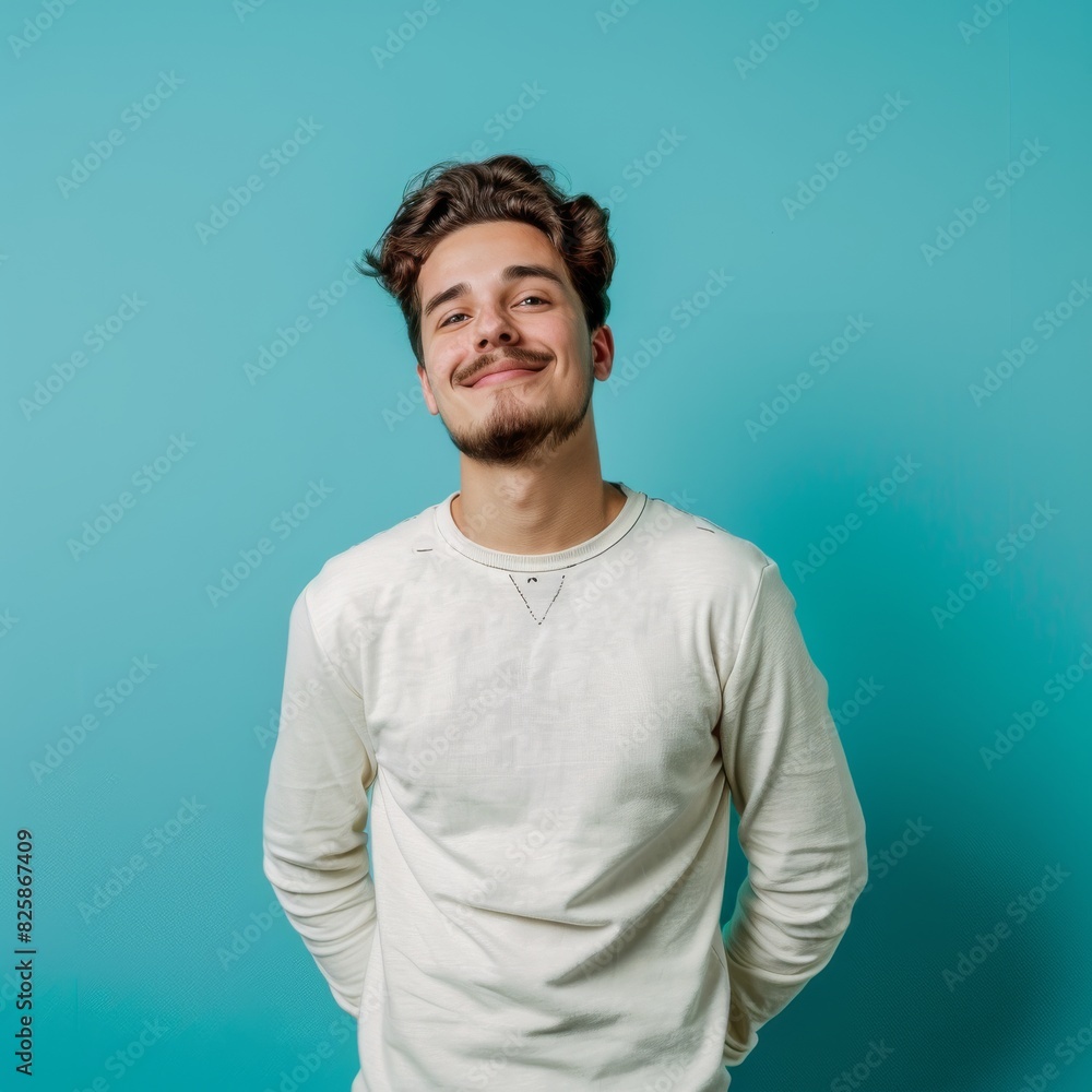 Young adult posing with generous open space Young adult posing with generous open space