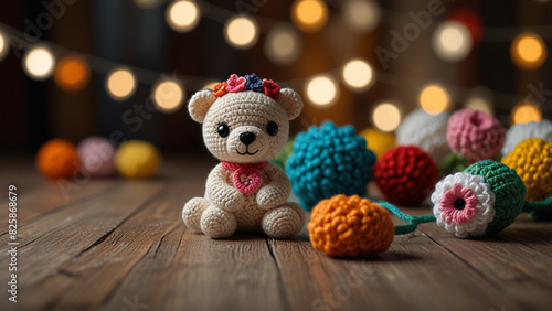 Crochet Amigurumi Style - Feria de las Flores with String Lights - Perfect for event promotions, decorative art, and cultural projects. © ZackZephyr