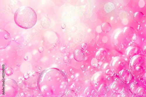 Pink bubbles floating in the air
