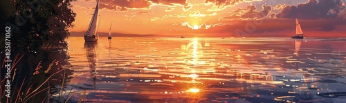 Sunset sea lagoon picture photo