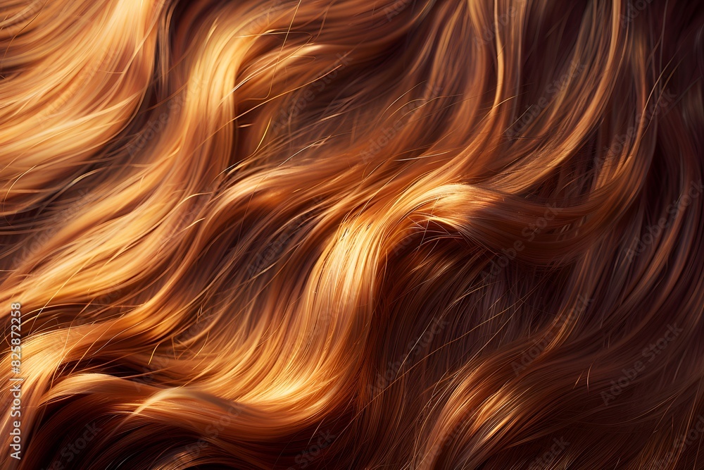 Elegant swirls of red hair with a silky texture. Close-up. Shiny healthy hair texture for stunning backgrounds. Elegant swirls of red hair with a silky texture. Close-up. Shiny healthy hair texture for stunning backgrounds.