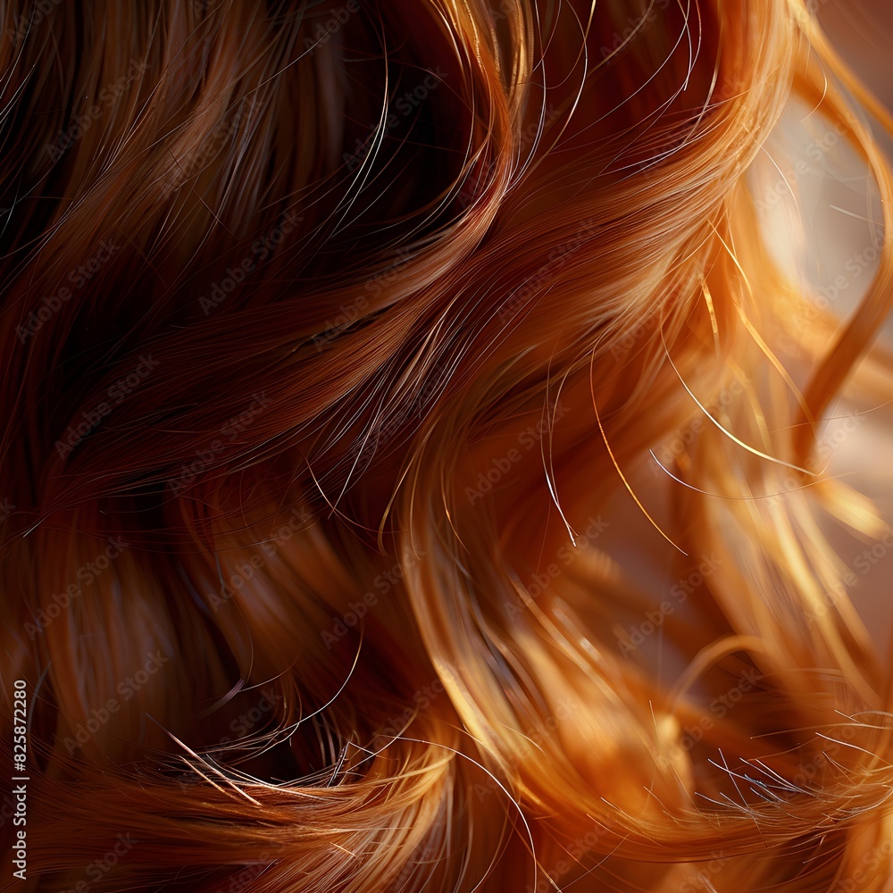 Elegant swirls of red hair with a silky texture. Close-up. Shiny healthy hair texture for stunning backgrounds. Elegant swirls of red hair with a silky texture. Close-up. Shiny healthy hair texture for stunning backgrounds.