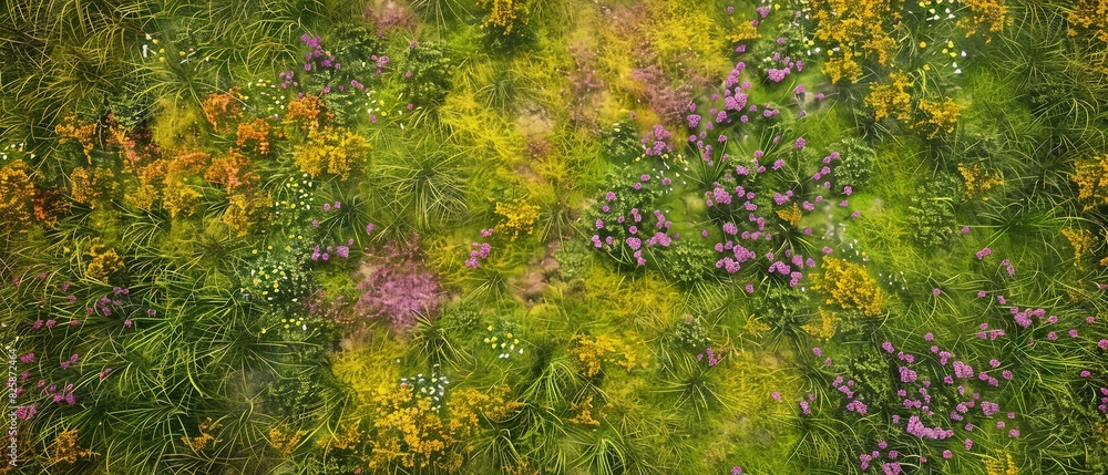 Aerial view wildflower meadow img Aerial view wildflower meadow img