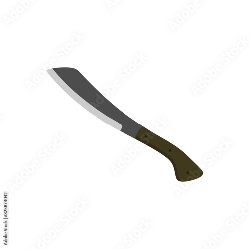 parang machete flat design vector illustration isolated on white background. Combat weapon blades, vector model types. Trapper sword and hunter knife blades. Protection concept. Warrior blades