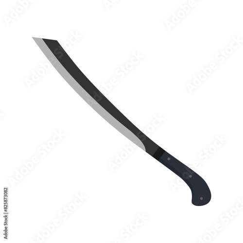 parang machete flat design vector illustration isolated on white background. Combat weapon blades, vector model types. Trapper sword and hunter knife blades. Protection concept. Warrior blades