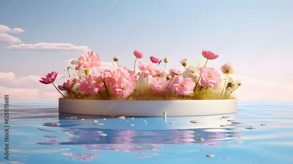 digital water ripples and flowers product booth e-commerce poster background digital water ripples and flowers product booth e-commerce poster background