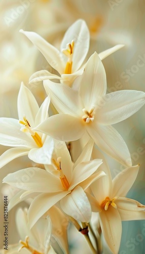  Close-Up View of Long Delicate Vanilla Flowers with Smooth Soft Texture