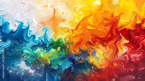 Waves of color crashing onto the canvas  creating a dynamic and vibrant expression of creativity
