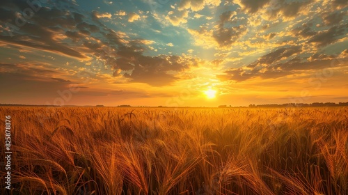 Golden sunrise over an agro field © Media Srock