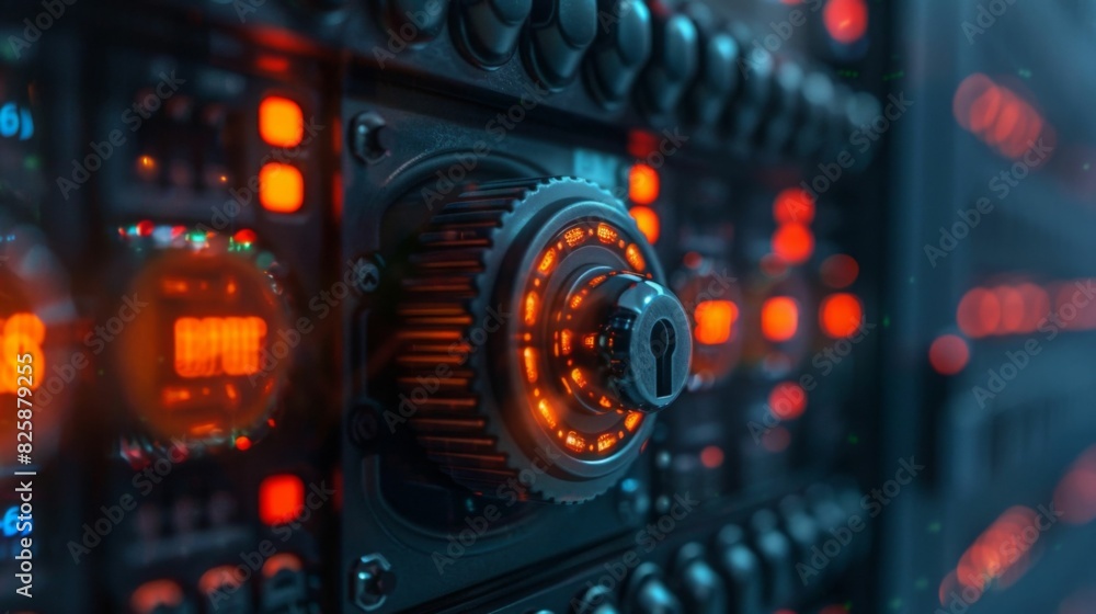 The image shows a closeup of a server room The image shows a closeup of a server room