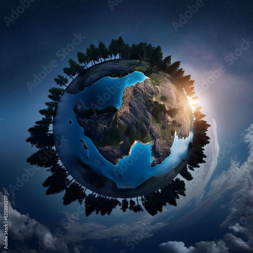 Earth Day concept  | Globe | Earth | Planet Earth half night and clouds in space with stars
