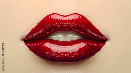 Vibrant Crimson Lips An Elegant Pout Exuding Baroqueinspired Style photo