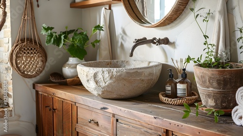 Cozy Rustic Bohemian Bathro...