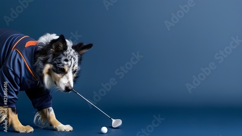 Enthusiastic Dog Swings His Way to Fun on the Golf Course photo