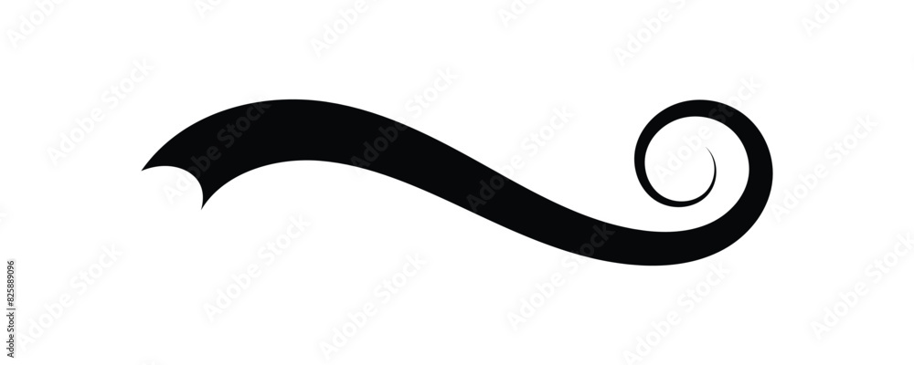 Swoosh, swash, text tail and underline vector isolated with white background.