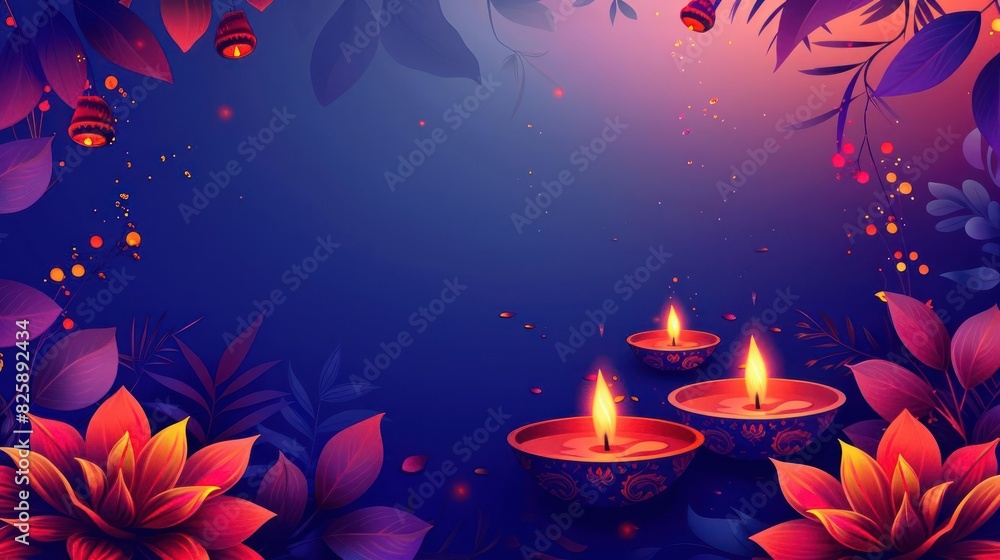 Vibrant Purple Candles in a Forest Setting, Illuminated by Pink and Blue Lights with a Dark Blue Background.