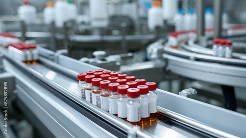 vaccine production factory on the conveyor belt