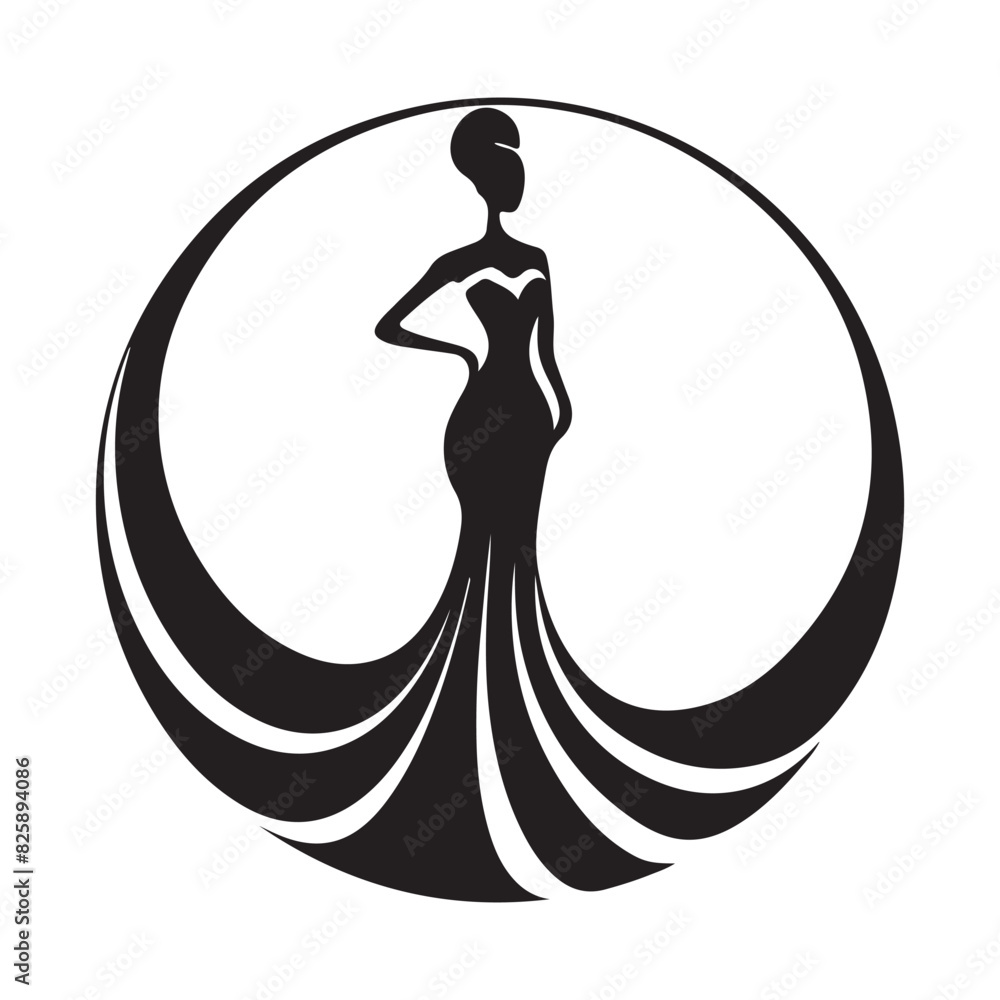Miss Pageant Logo with Beautiful Lady Evening Gown and Crown Vector Design Stock Vector Miss Pageant Logo with Beautiful Lady Evening Gown and Crown Vector Design Stock Vector