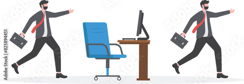 Employee Replacement. Turnover workers. Vector illustration flat design. Isolated on white background. Business people. A person goes to a new workplace. Free vacancy.

