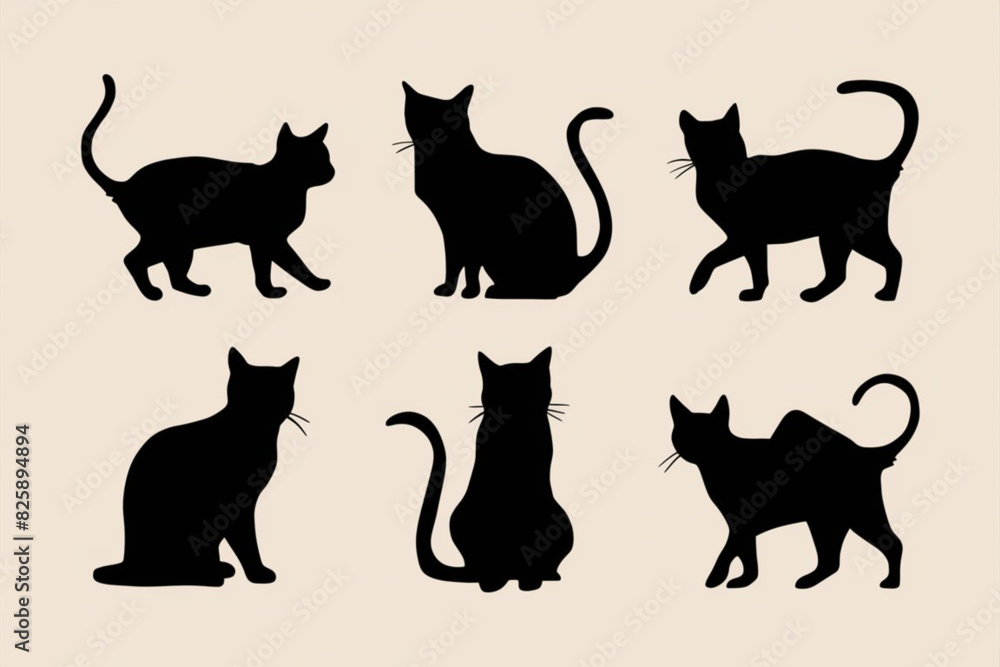 set of cats, set of cats silhouettes