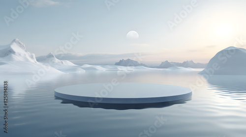 Digital snow mountain ocean booth e-commerce graphics poster background photo