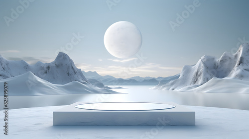 Digital snow mountain ocean booth e-commerce graphics poster background photo