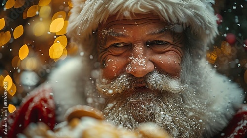 Christmas  a magical time of year  is epitomized by the jolly figure of Santa Claus. Santa  with his plump belly  rosy cheeks  and twinkling eyes  embodies the spirit of joy and generosity. Dressed in