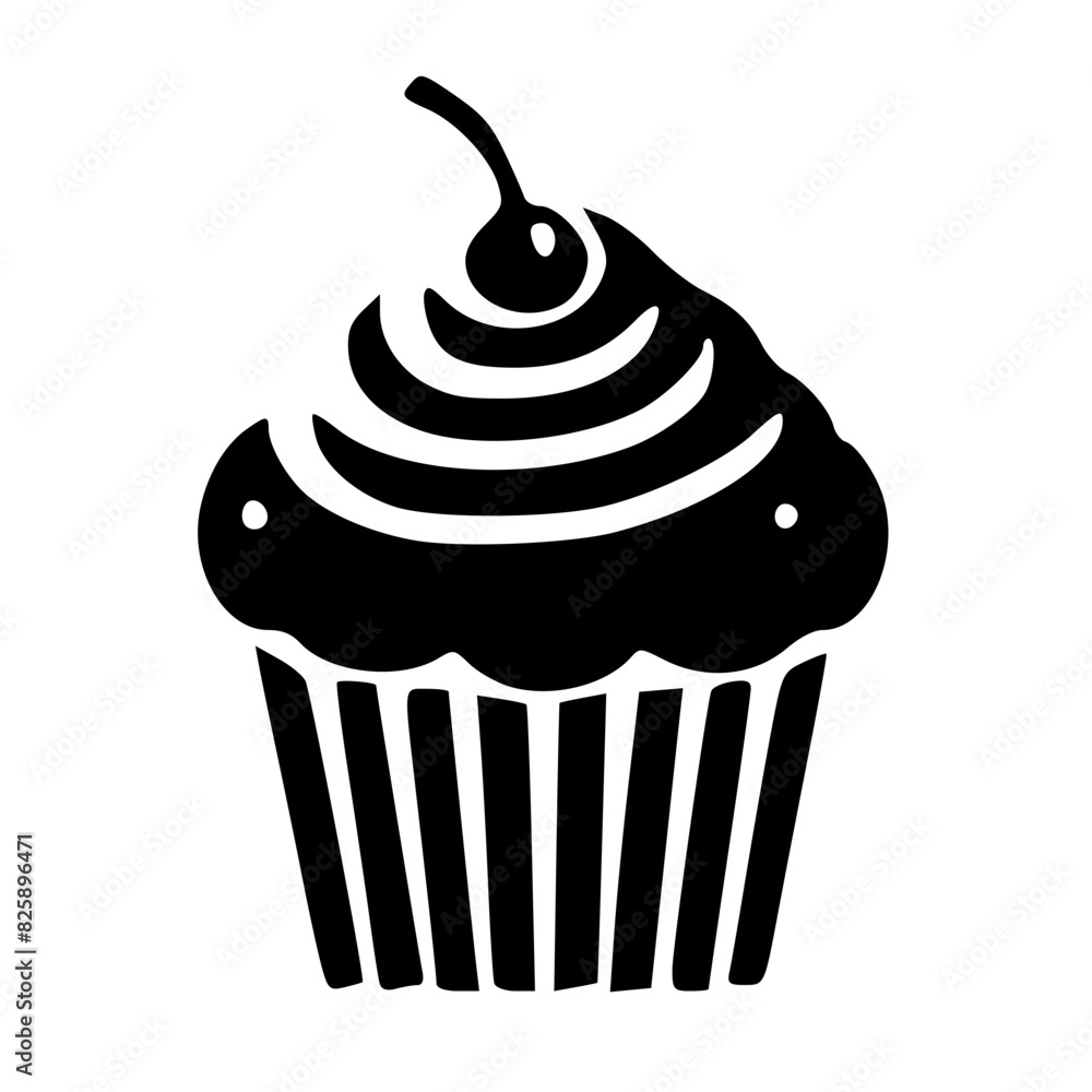 Cupcake with cherry vector illustration Cupcake with cherry vector illustration