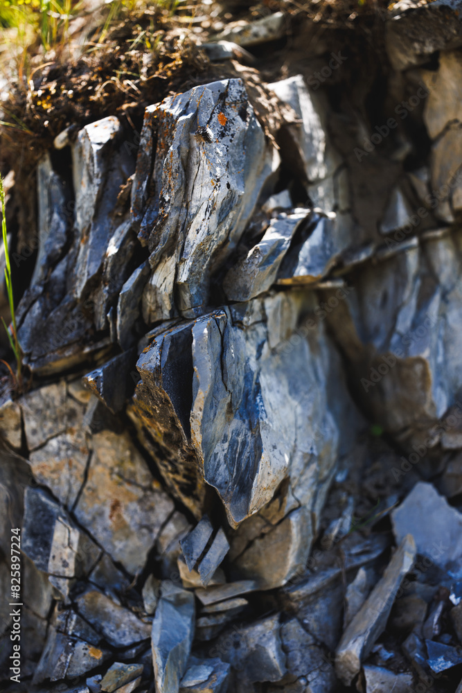 A rock with a lot of cracks and holes