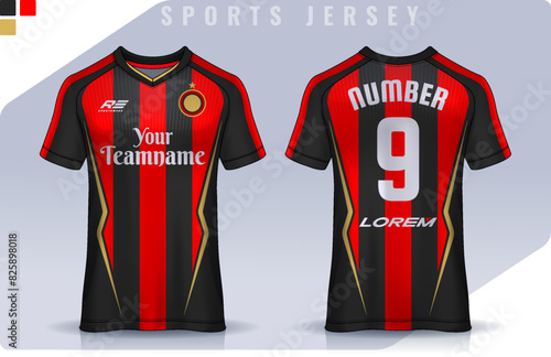 t-shirt sport design template, Soccer jersey mockup for football club. uniform front and back view.	