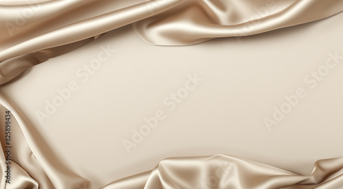 a beidge satin fabric background with copy space