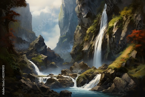 waterfall in the mountains